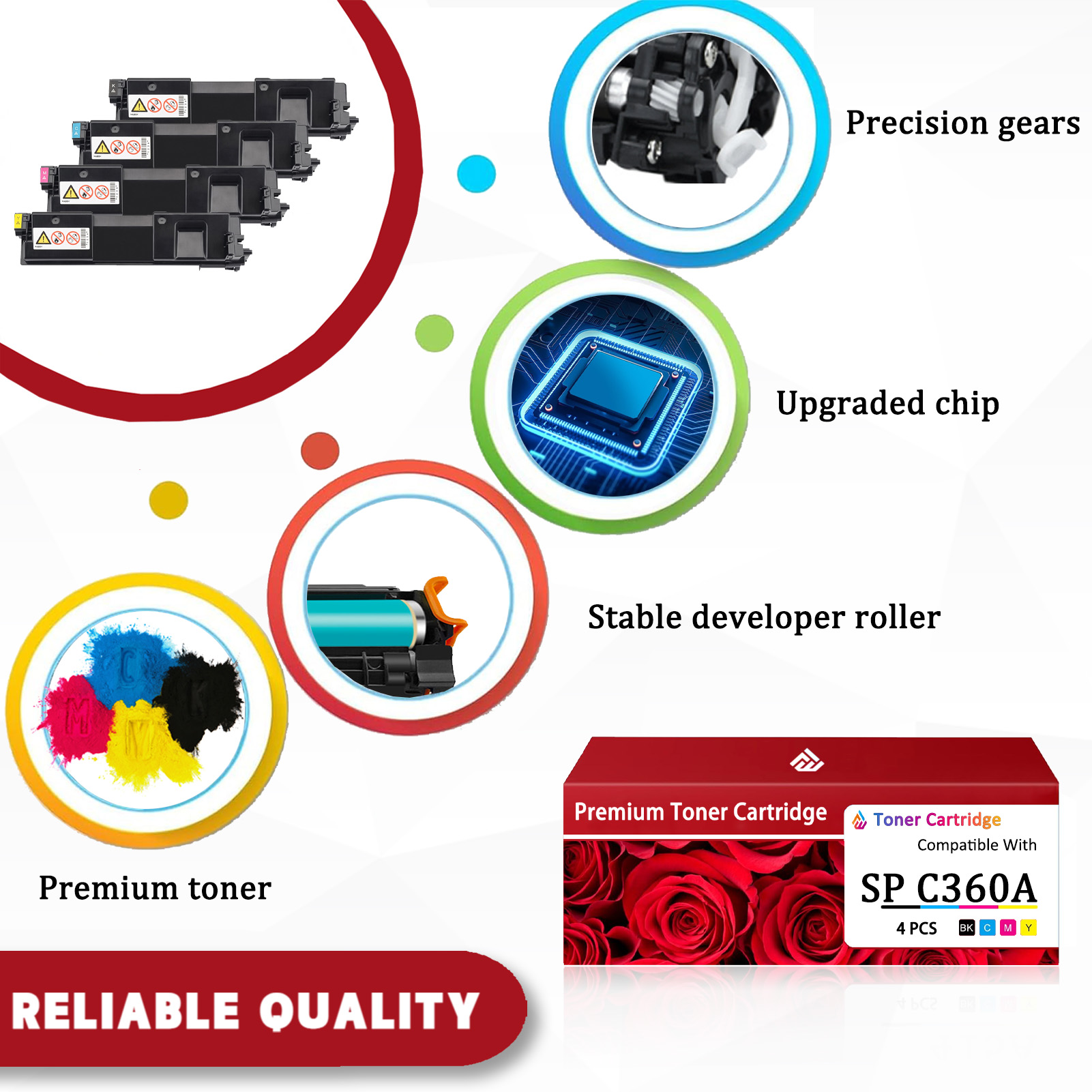 For Ricoh SP C360A 408180 408181 408182 408183 Toner Cartridge Work For Ricoh SP C360DNw SP C360SFNw Printers