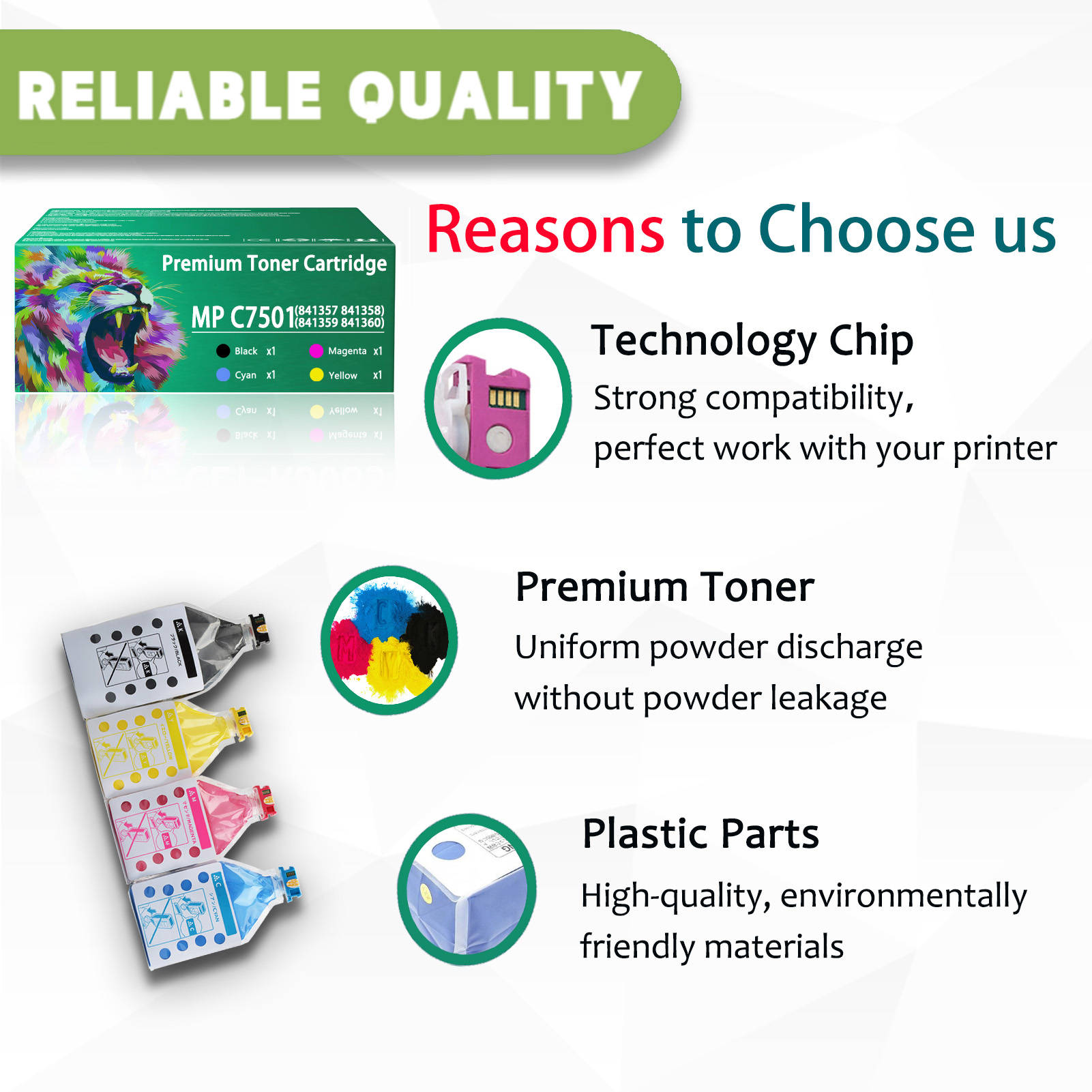 For Ricoh MP C7501 841357 841358 841359 841360 Toner Cartridge Work For Ricoh MP C7501 C6501 Lanier LD375C LD365C Savin C9075 C9065 Printers