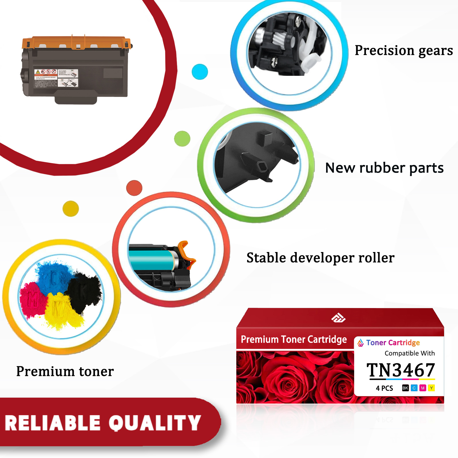 For TN3467 Toner Cartridges Work For Brother HL-4150CDN HL-4140CN HL-4570CDW HL-4570CDWT MFC-9460CDN MFC-9560CDW MFC-9970CDW MFC-9465CDN DCP-9055CDN DCP-9270CDN Printers
