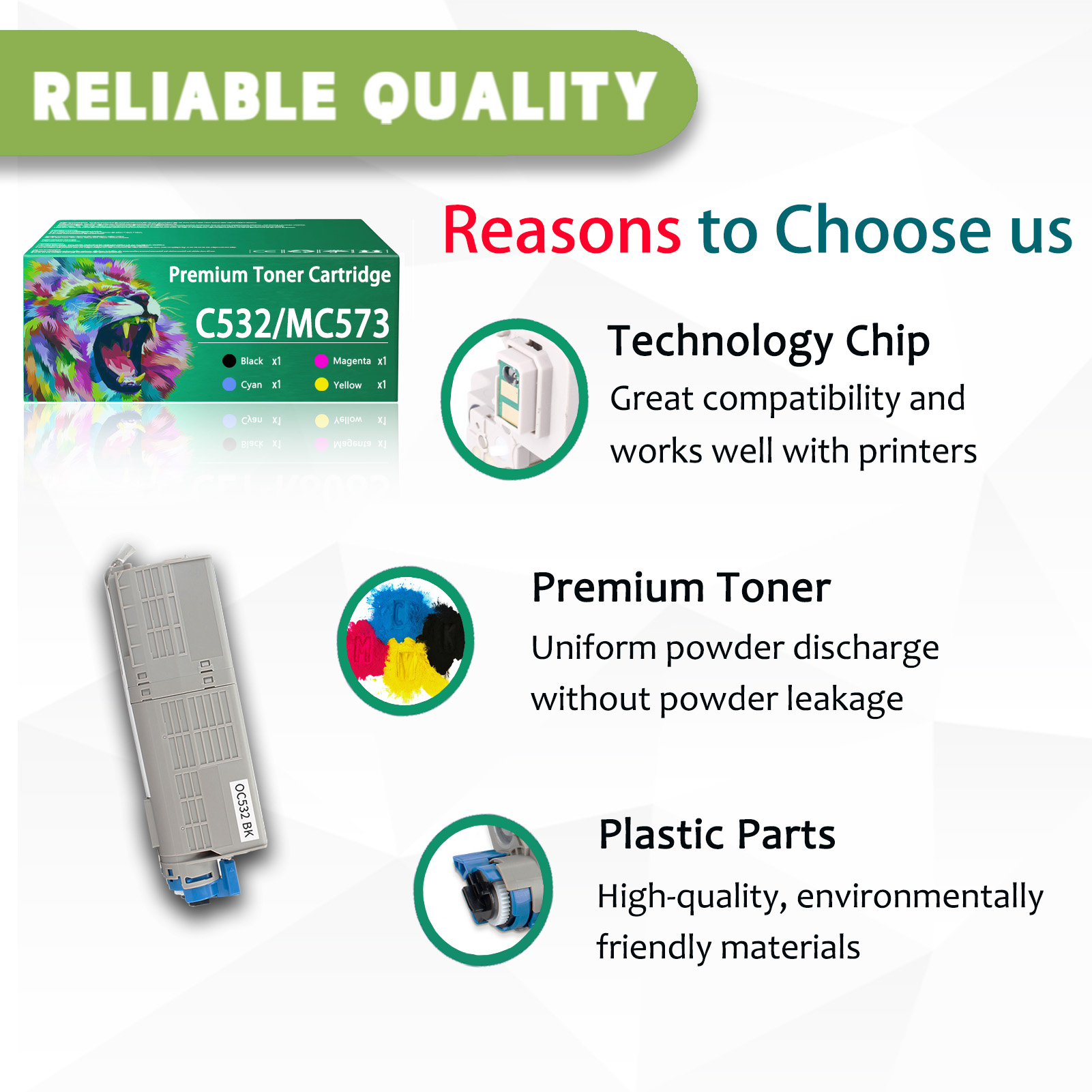 For OKI C532 MC573 46490604 46490603 46490602 46490601 Toner Cartridge Work For OKI C532dn C542dn MC563dn MC573dn C532 C542 MC563 MC573 Printers