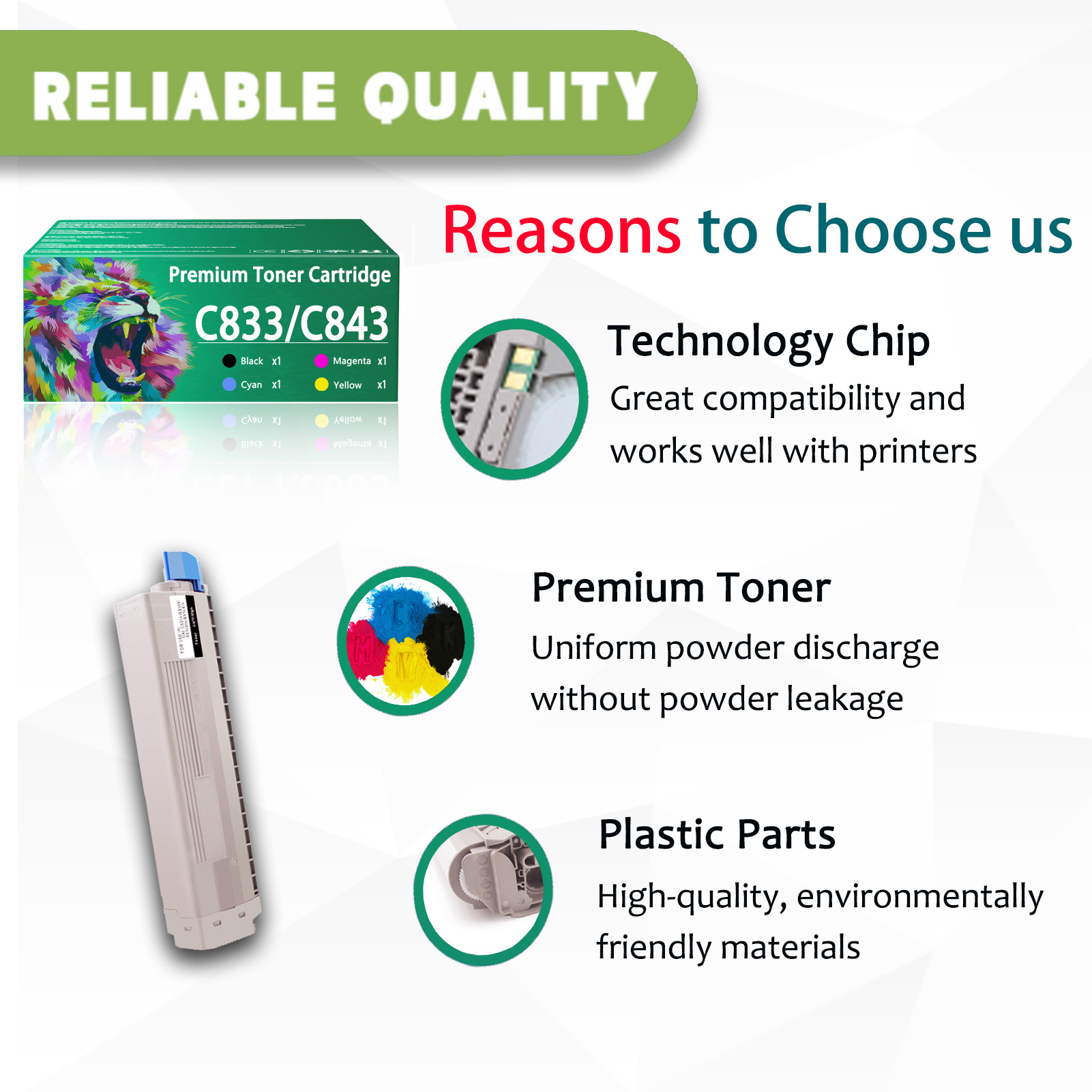 For OKI C833 C843 43866104 43866103 43866102 43866101 Toner Cartridge Work For OKI C823dn C823n C833dn C833n C843dn Printers