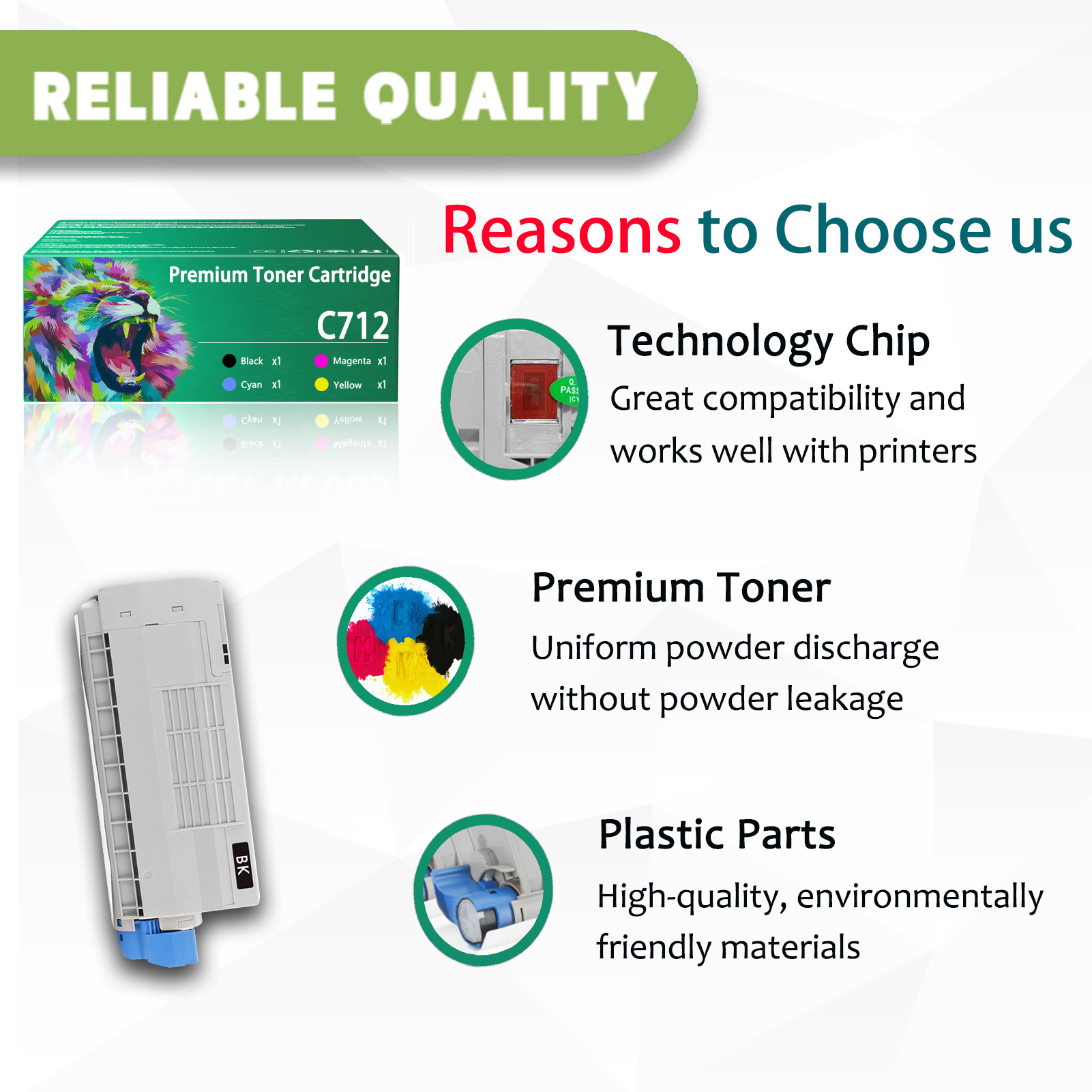 For OKI C712 46507604 46507603 46507602 46507601 Toner Cartridge Work For OKI C712 C712n C712dn Printers