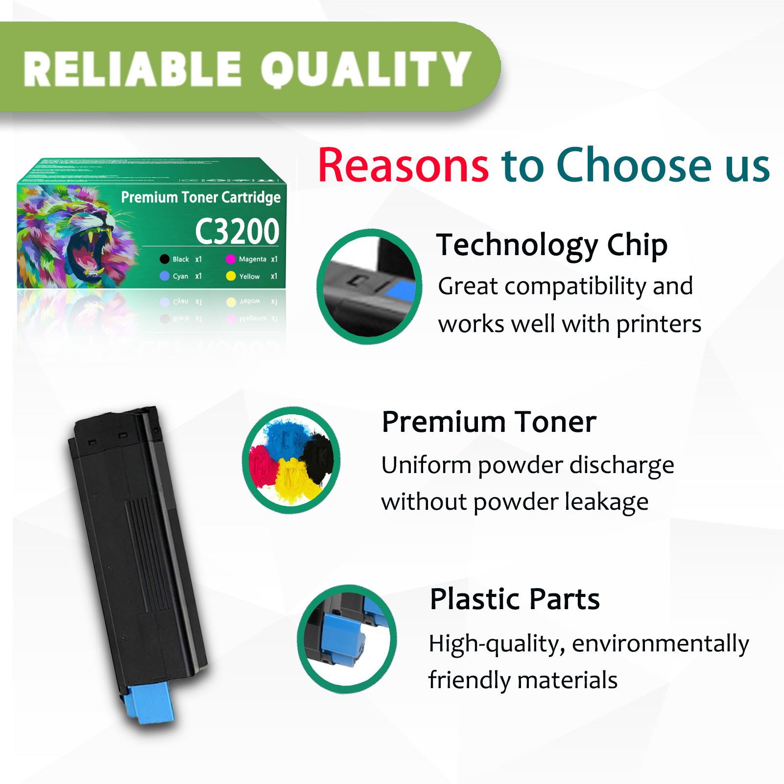 For OKI C3200n 43034804 43034803 43034802 43034801 Toner Cartridge Work For OKI C3200 C3200N C3100 C3100n Printers