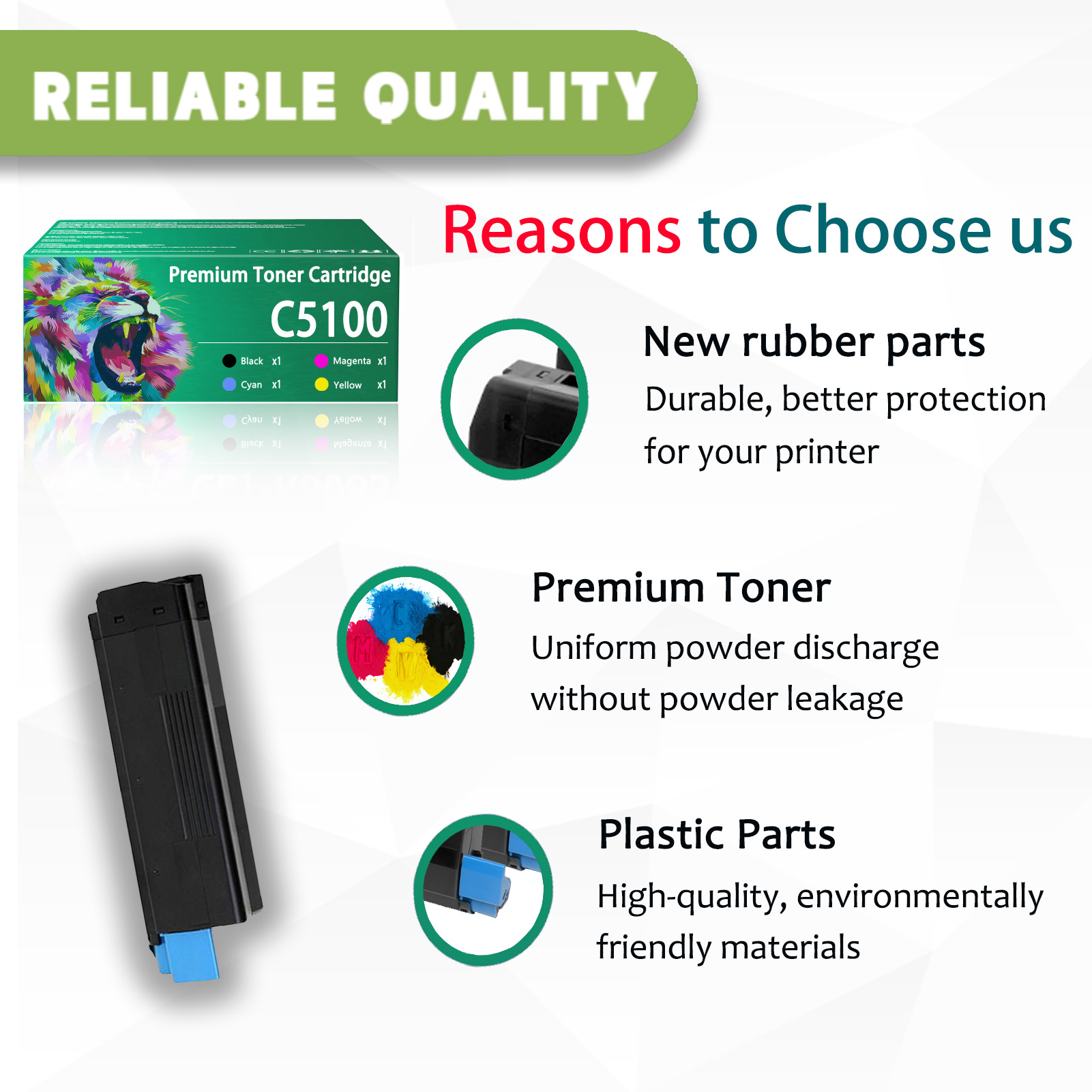 For OKI C5100 42127404 42127403 42127402 42127401 Toner Cartridge Work For OKl C5100 C5100N C5150N C5200 C5250 C5300 C5300N C5400 C5400DN C5400DTN C5400N C5400TN C5450 C5510MFP C5540 C5540MFP Printers