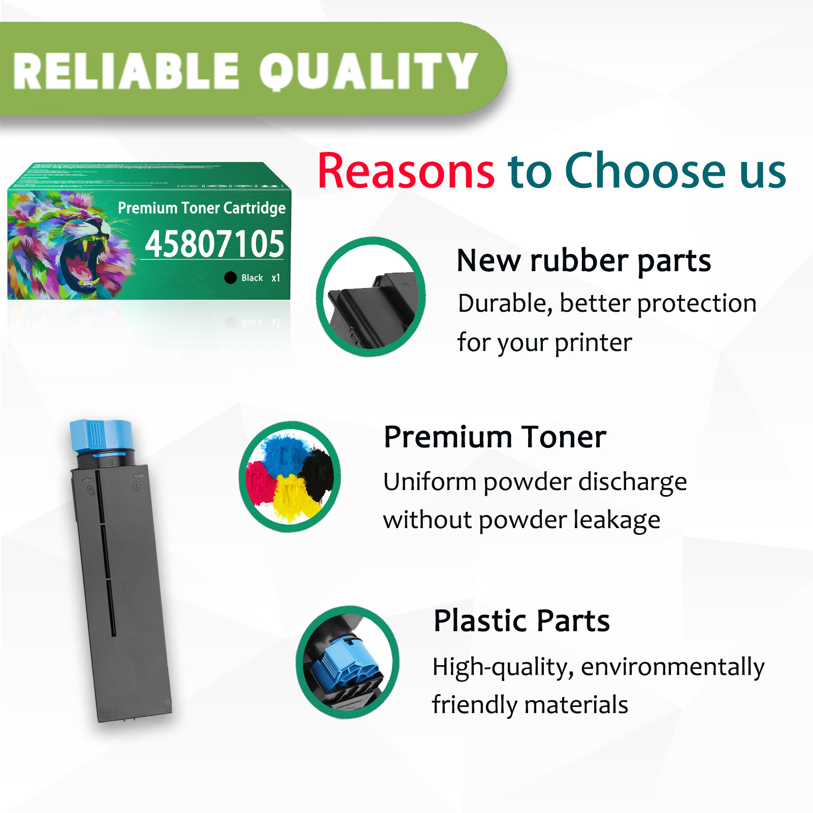 For OKI 45807105 Toner Cartridges Work For OKI B412dn B432dn B432dnw B512dn MB472w MB472dnw MB492 MB492dn MB562w Printers