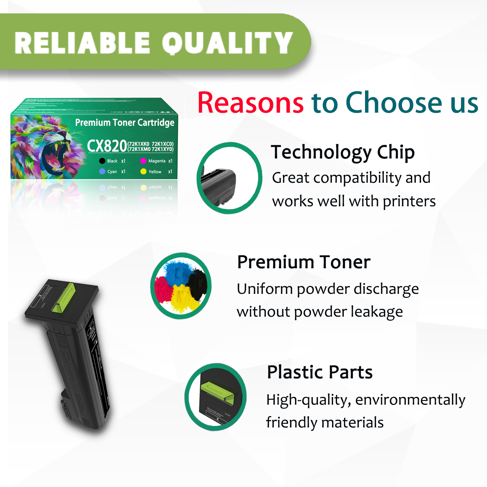 For Lexmark CX820 72K1XK0 72K1XC0 72K1XM0 72K1XY0 Toner Cartridge Work For Lexmark CS820 CX820 CX825 CX860 CS820de CS820dte CS820dtfe CX820de CX820dtfe CX825de CX825dte CX825dtfe CX860de CX860dte Printers