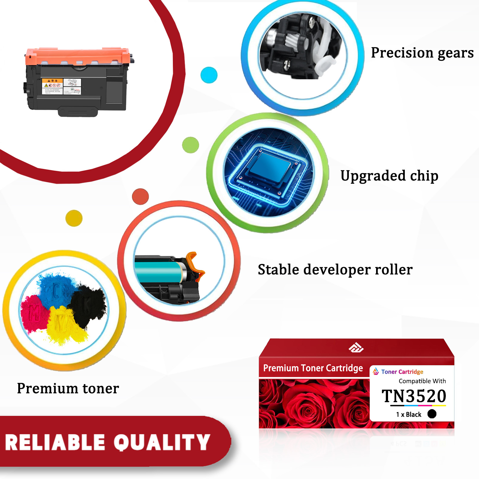 For TN3520 Toner Cartridges Work For Brother HL-L6300 HL-6400 HL-5000 HL-5100 HL-5200DW MFC-L6900 MFC-5700 MFC-6800DWT DCP-L5500DN DCP-L6600DW Printers