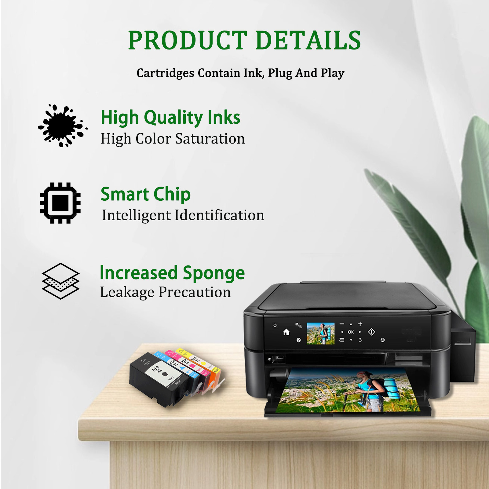For HP 910XL Ink Cartridges Work for HP DESKJET INK ADVANTAGE 1115 1118 2135 2138 2675 2676 2677 2678 3635 3636 Printers