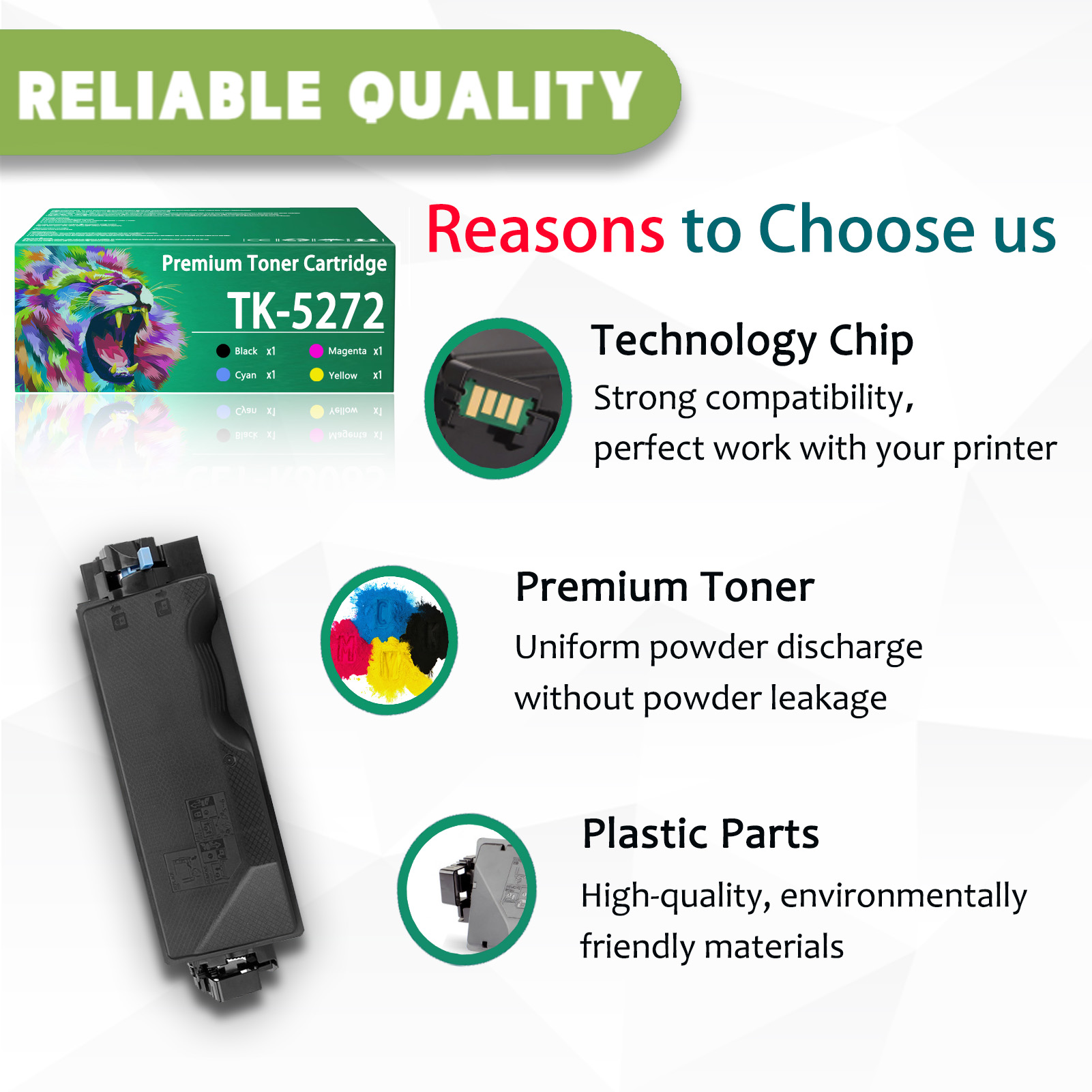 For Kyocera TK-5272 TK-5272K TK-5272C TK-5272M TK-5272Y Toner Cartridge Work for Kyocera Ecosys M6235cidn M6630cidn P6230cdn Printers