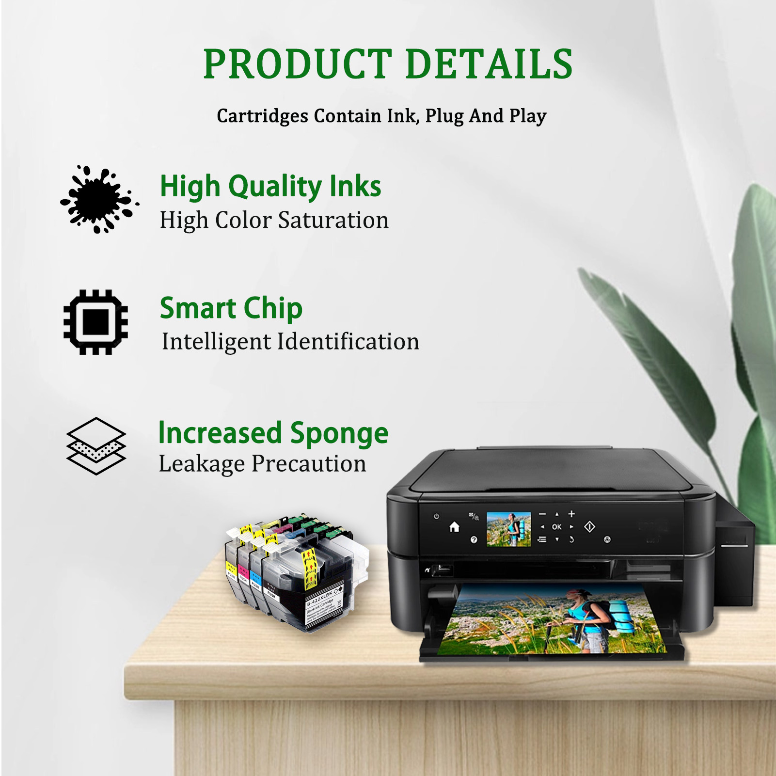 For HP LC422XL Ink Cartridges Work for Brother MFC-J5340DW MFC-J5345DW MFC-J5740DW MFC-J6540DW Printers