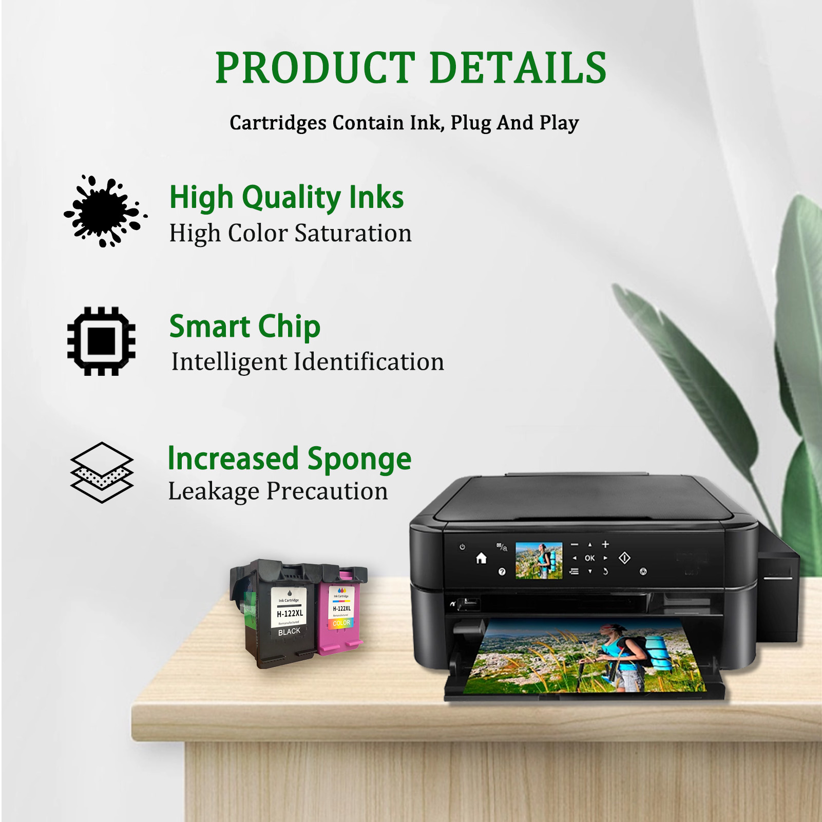 For HP 122 122XL Ink Cartridge Work for HP Deskjet 1000 1010 1011 1012 1015 1050 1050A 1051 1055 1056 1510 1511 Printers