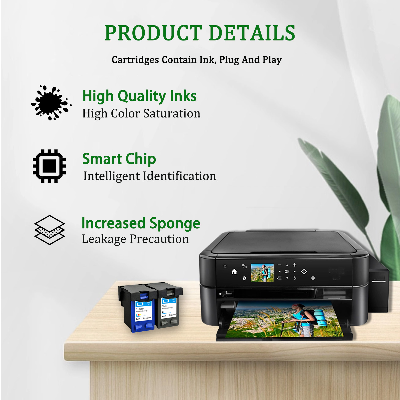 For HP 21XL 22XL Ink Cartridge Work For HP OffceJet 4315 J3608 J3625 J3635 J3640 Fax 1250 3180 DeskJet 3910 3915 3918 etc. Printers