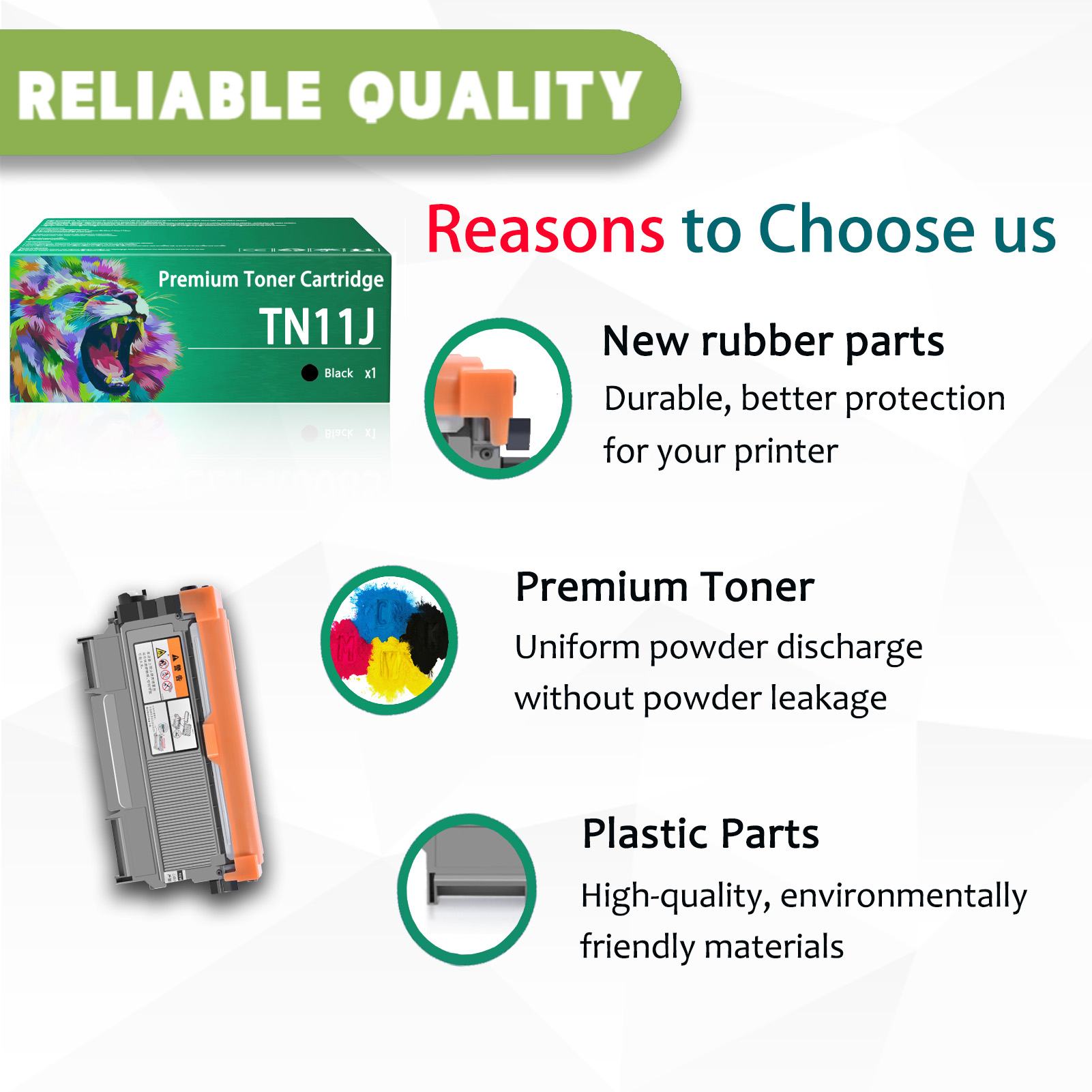 For TN11J Toner Cartridges Work For Brother HL-2220 HL-2230 HL-2240D HL-2242D HL-2250DN HL-2270DW HL-2275DW HL-2280DW MFC-7362N Printers