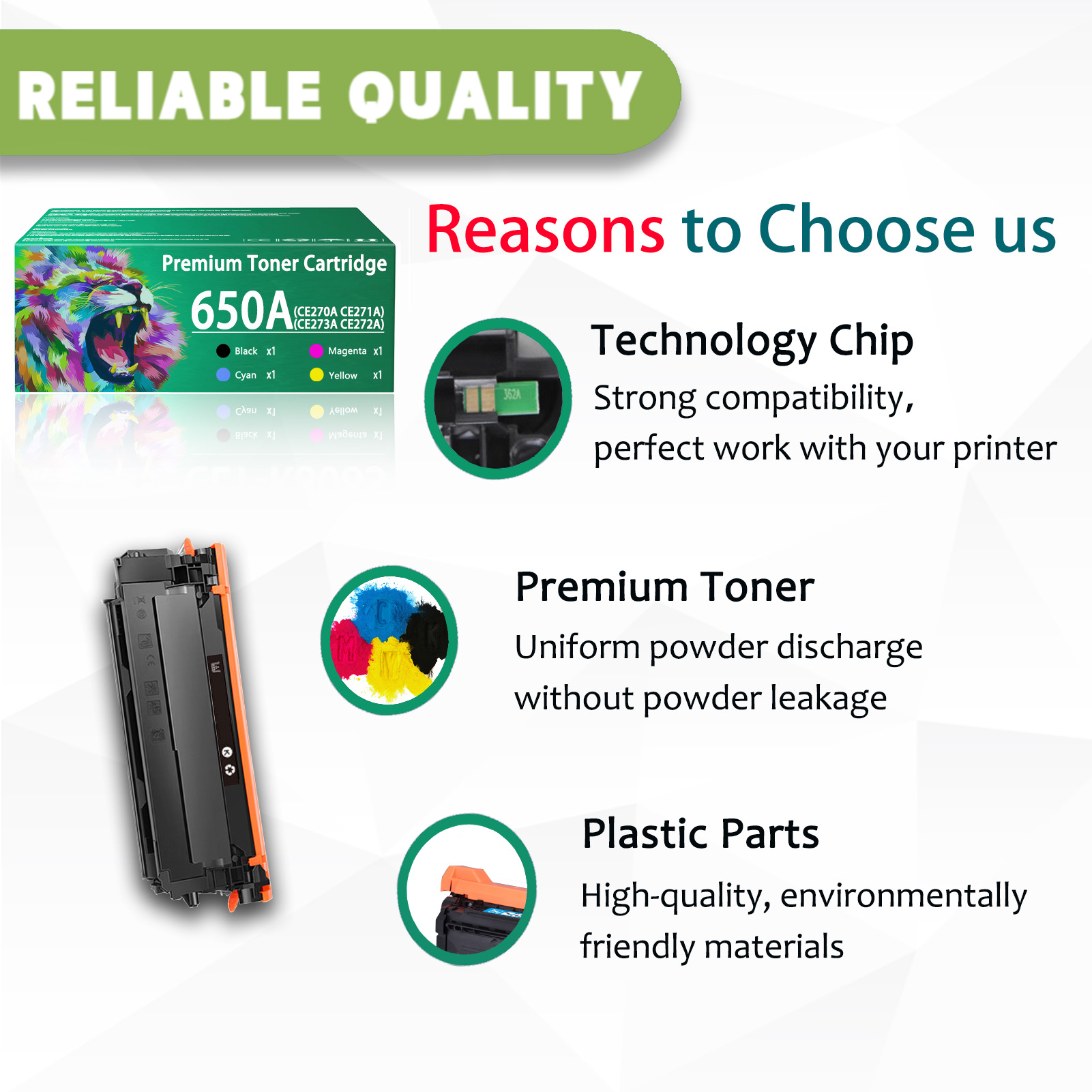 For HP 650A CE270A CE271A CE273A CE272A Toner Cartridge Work for HP Color LaserJet Enterprise CP5525dn CP5525n CP5525xh M750dn M750n M750xh Printers