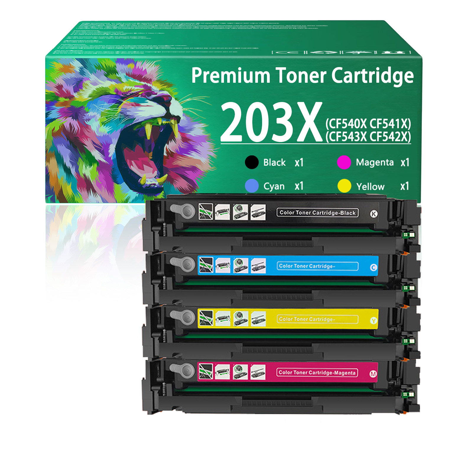 For HP 203X CF540X CF541X CF543X CF542X Toner Cartridge Work for HP LaserJet Pro M254dw M254nw M280nw M281fdw M281fdn Printers