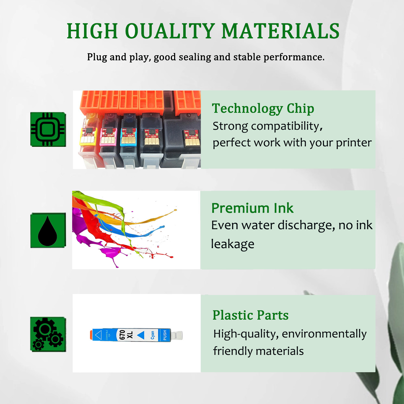 For HP 670XL Ink Cartridge Work For HP DeskJet 3525 4615 4620 4625 5525 6526 Printers