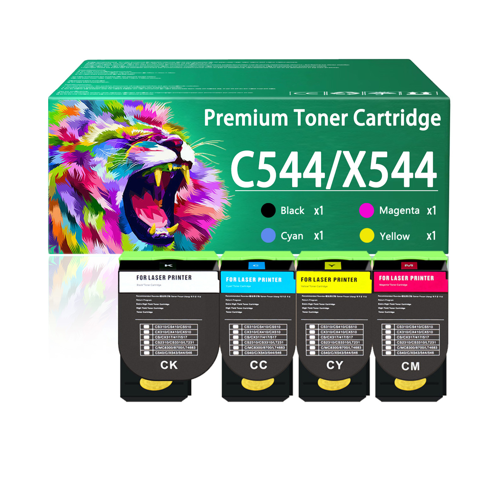 For Lexmark C544 X544 C544X1KG C544X1CG C544X1MG C544X1YG Toner Cartridge Work For Lexmark C544 C544DN C544DTN C544DW C544N X544 Printers