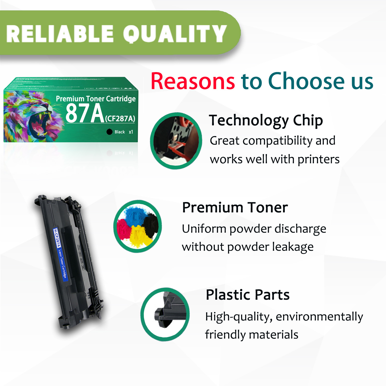 For HP 87A CF287A Toner Cartridges Work For HP LaserJet M501dn Enterprise M506dh M506dn M506n M506x MFP M527dn M527f Flow MFP M527c M527z Printer