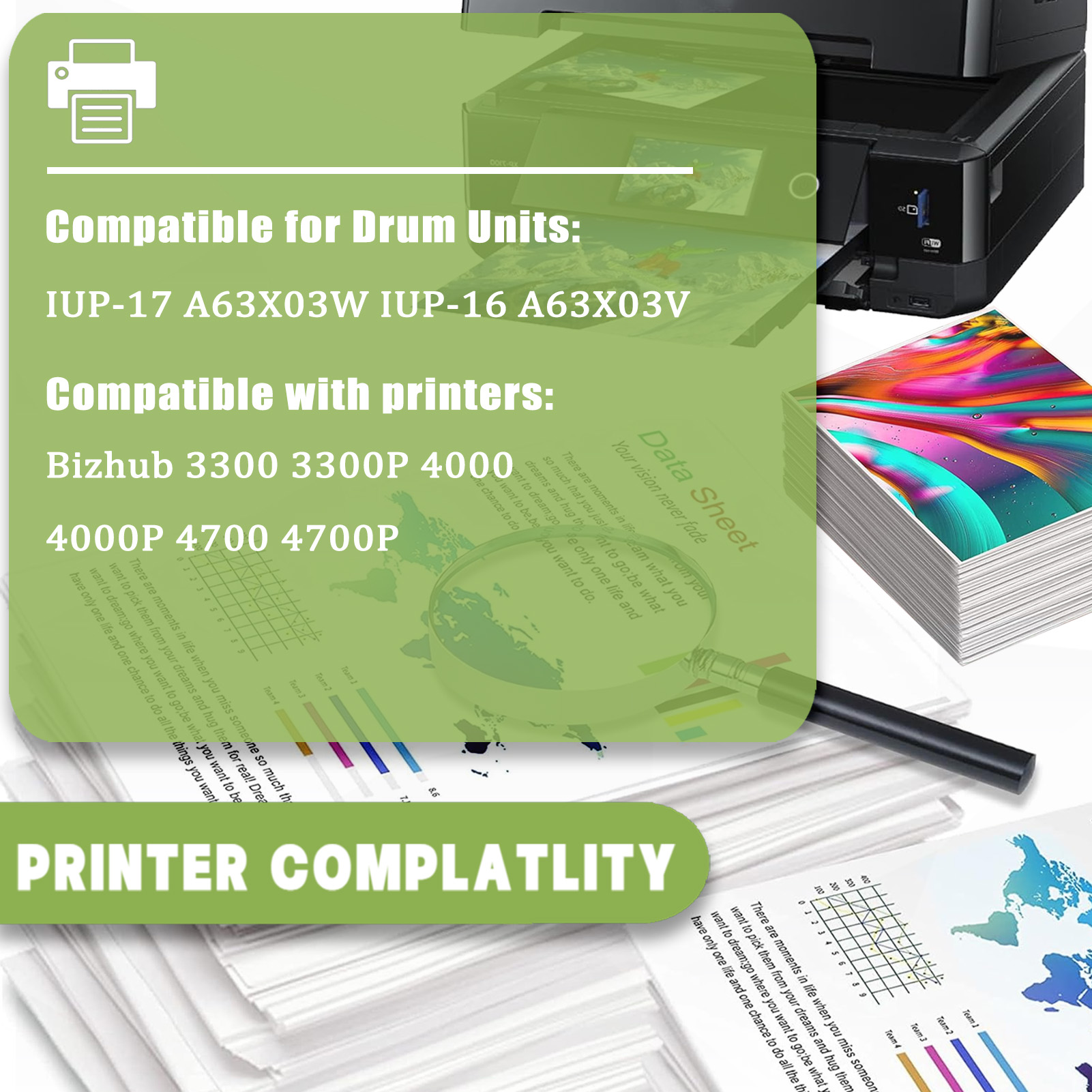 For Konica Minolta IUP17 IUP-17 A63X03W Black Imaging Drum Unit Work for Konica Minolta Bizhub 4700P 3300P 3301P 4000P 4701P Printers