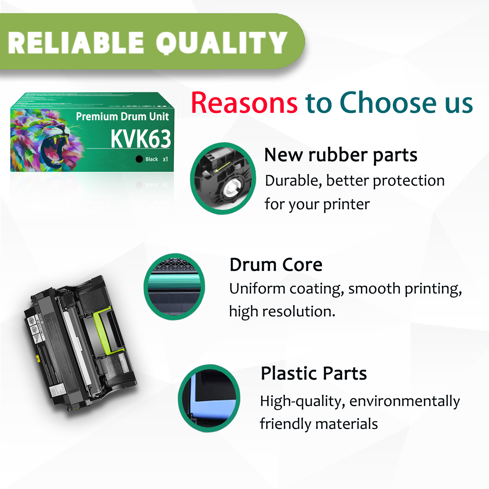 For Dell KVK63 331-9810 331-9811 Imaging Drum Unit Work for Dell B2360d B2360dn B3460dn B3465dn B3465dnf S2830dn S2830 Printers