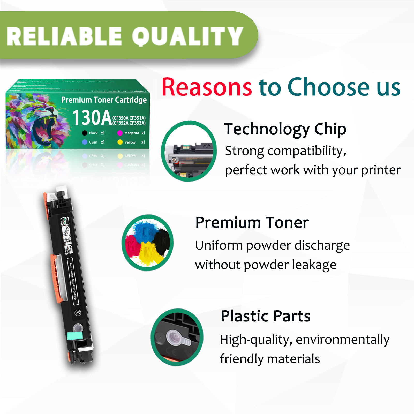 For HP 130A CF350A CF351A CF352A CF353A Toner Cartridges Work for HP Laseret 200 Color MFP M175nw M175a M175b M175c M175e Printers