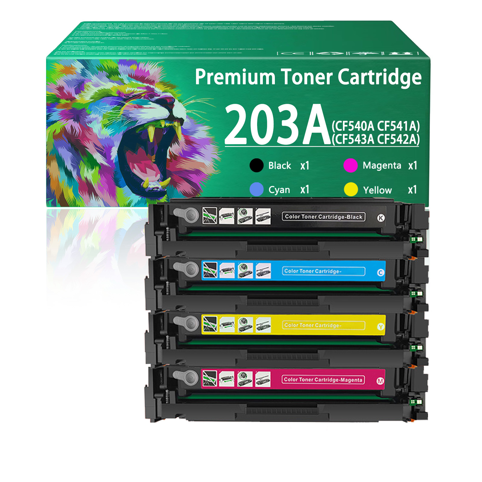 For HP 203A CF540A CF541A CF543A CF542A Toner Cartridge Work for HP LaserJet Pro M254dw M254nw M280nw M281fdw M281fdn Printers