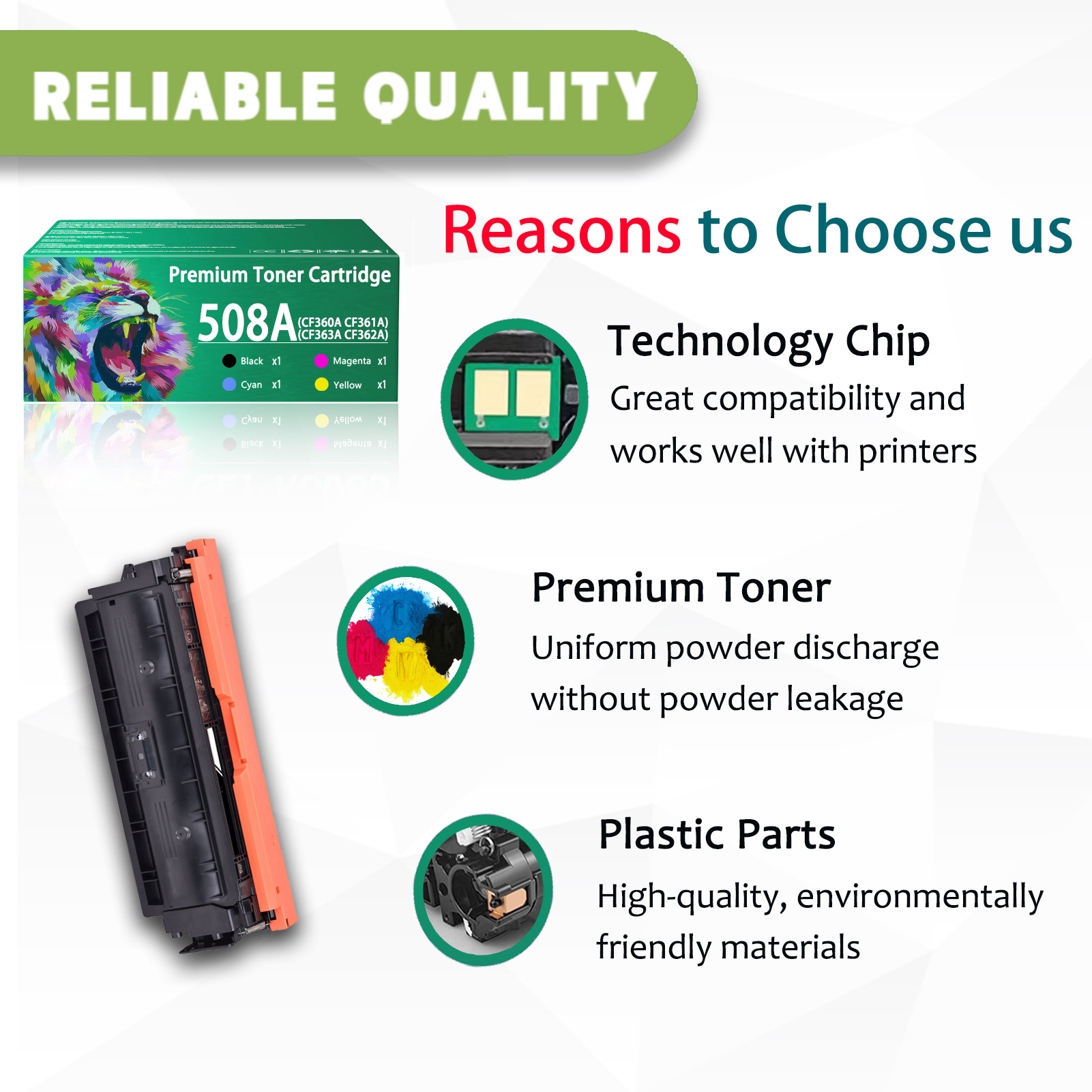 For HP 508A CF360A CF361A CF363A CF362A Toner Cartridge Work for HP Color LaserJet Enterprise M553n M553X M553dn M552dn M577dn M577f Printers