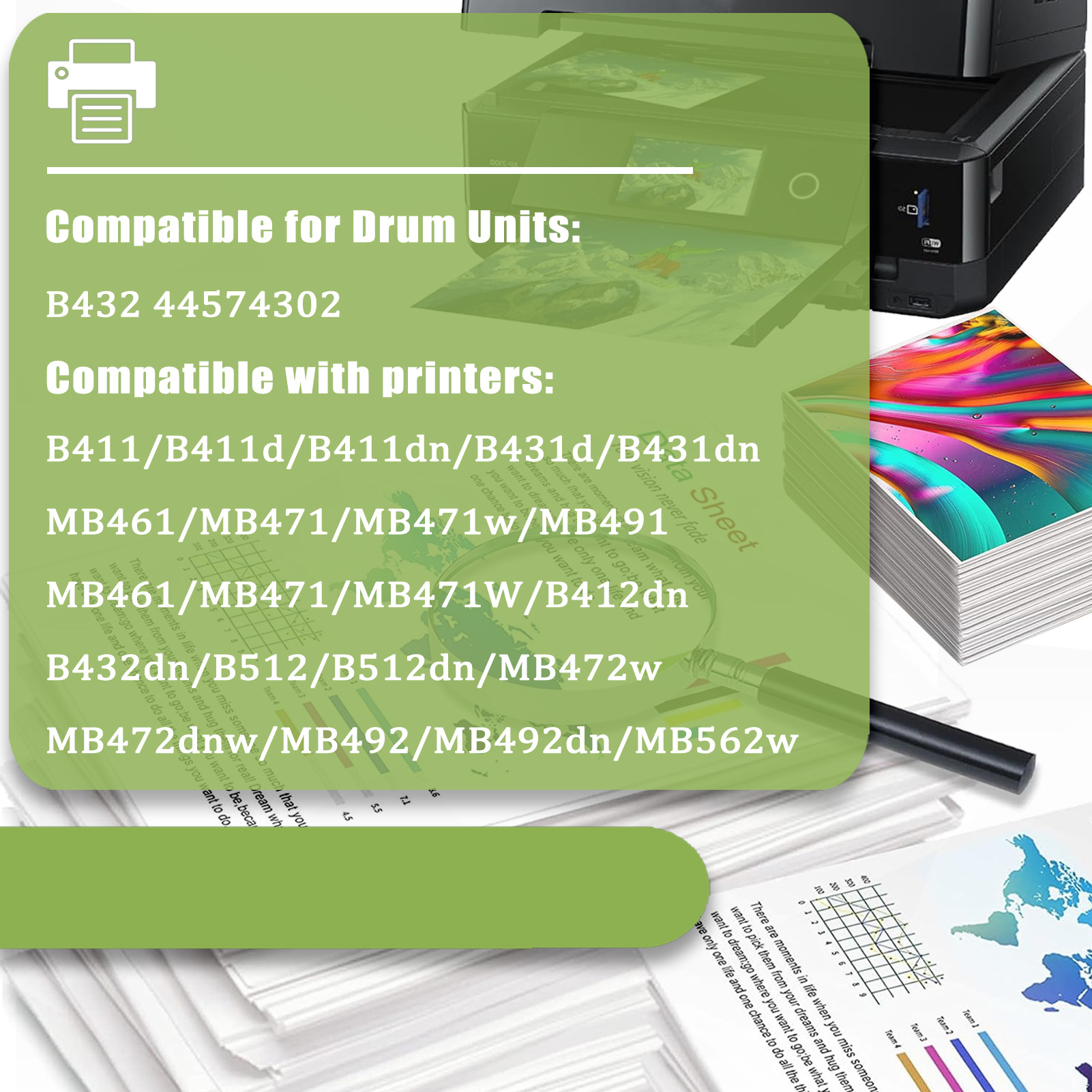 For OKI B432 44574302 Imaging Unit Work for OKI B411 B411d B411dn B431d B431dn