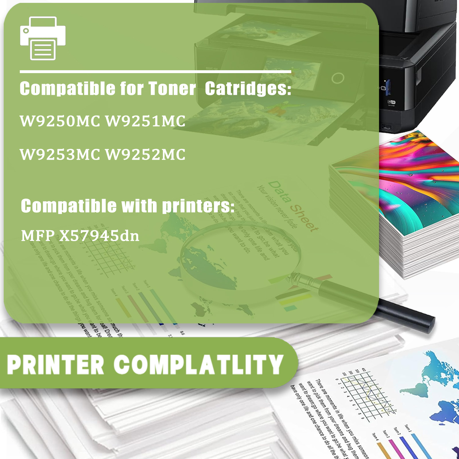 For HP W9250MC W9251MC W9253MC W9252MC Toner Cartridge Work for HP Laserjet Enterprise Flow MFP X57945dn Printers
