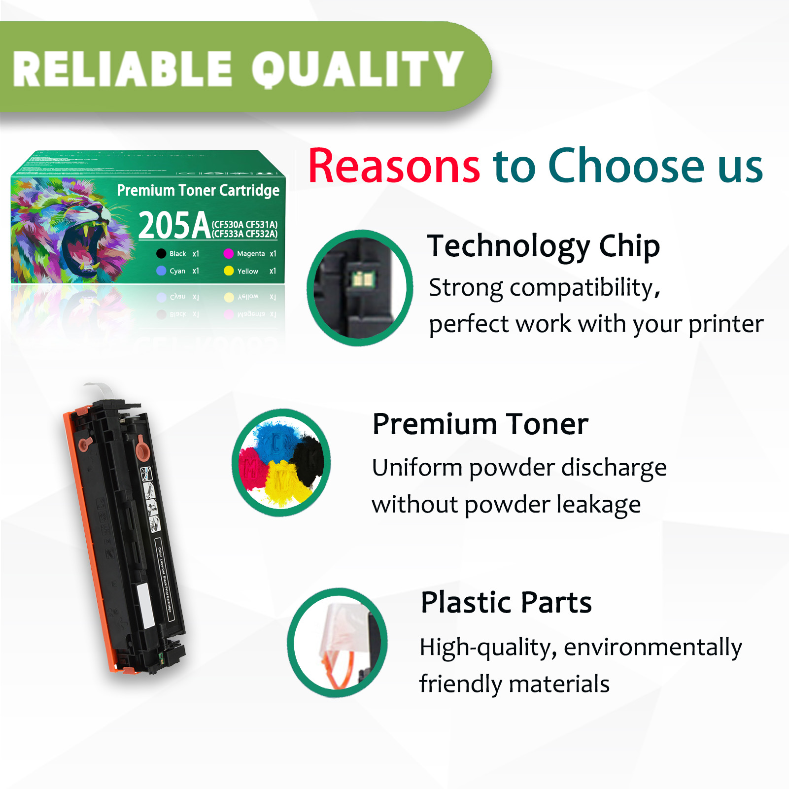 For HP 205A CF530A CF531A CF533A CF532A Toner Cartridge Work for HP Color LaserJet Pro M154a M154nw MFP M180 M180n M180nw M181fw Printers