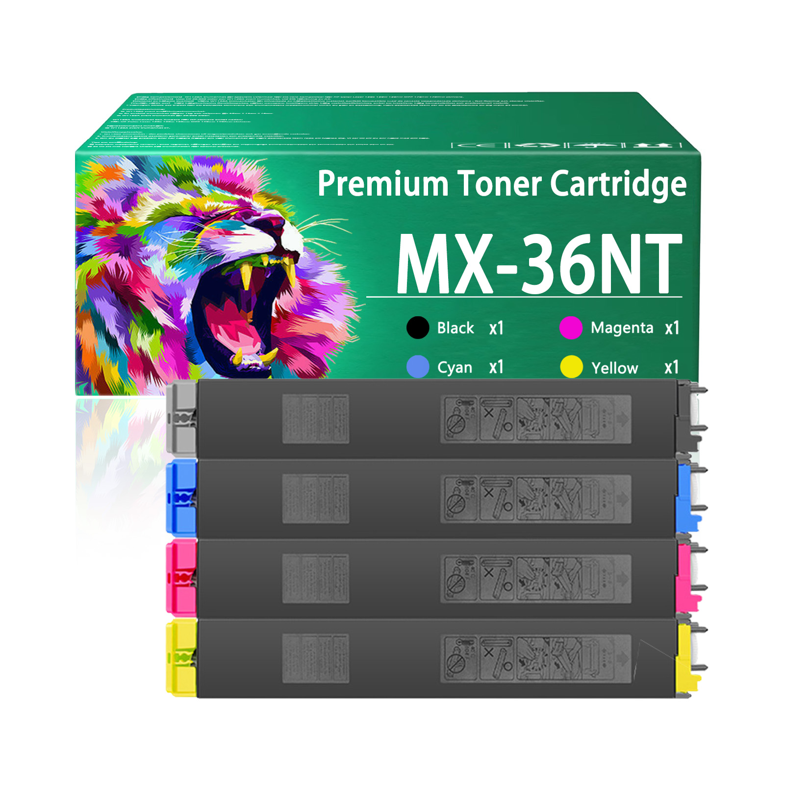 For Sharp MX-36NT MX-36NT-BA MX-36NT-CA MX-36NT-MA MX-36NT-YA Toner Cartridge Work For Sharp MX-2610N MX-2615N MX-2640N MX-3110N MX-3115N MX-3140N MX-3610N MX-3640N MX-3648N MX-2615NC MX-2648NC MX-3148NC Printers
