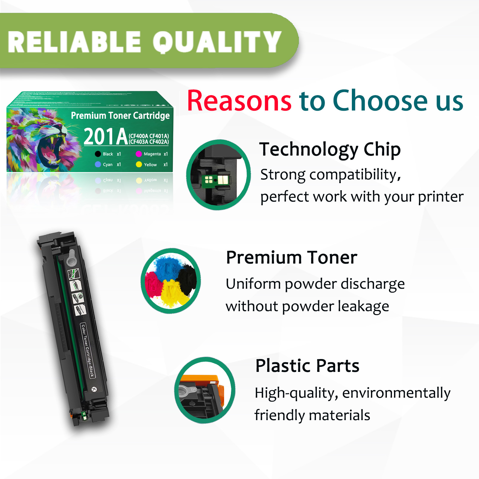 For HP 201A CF400A CF401A CF403A CF402A Toner Cartridge Work for HP Color LaserJet Pro M252dw M252dn M252n MFP M277n M277dw M277c Printers