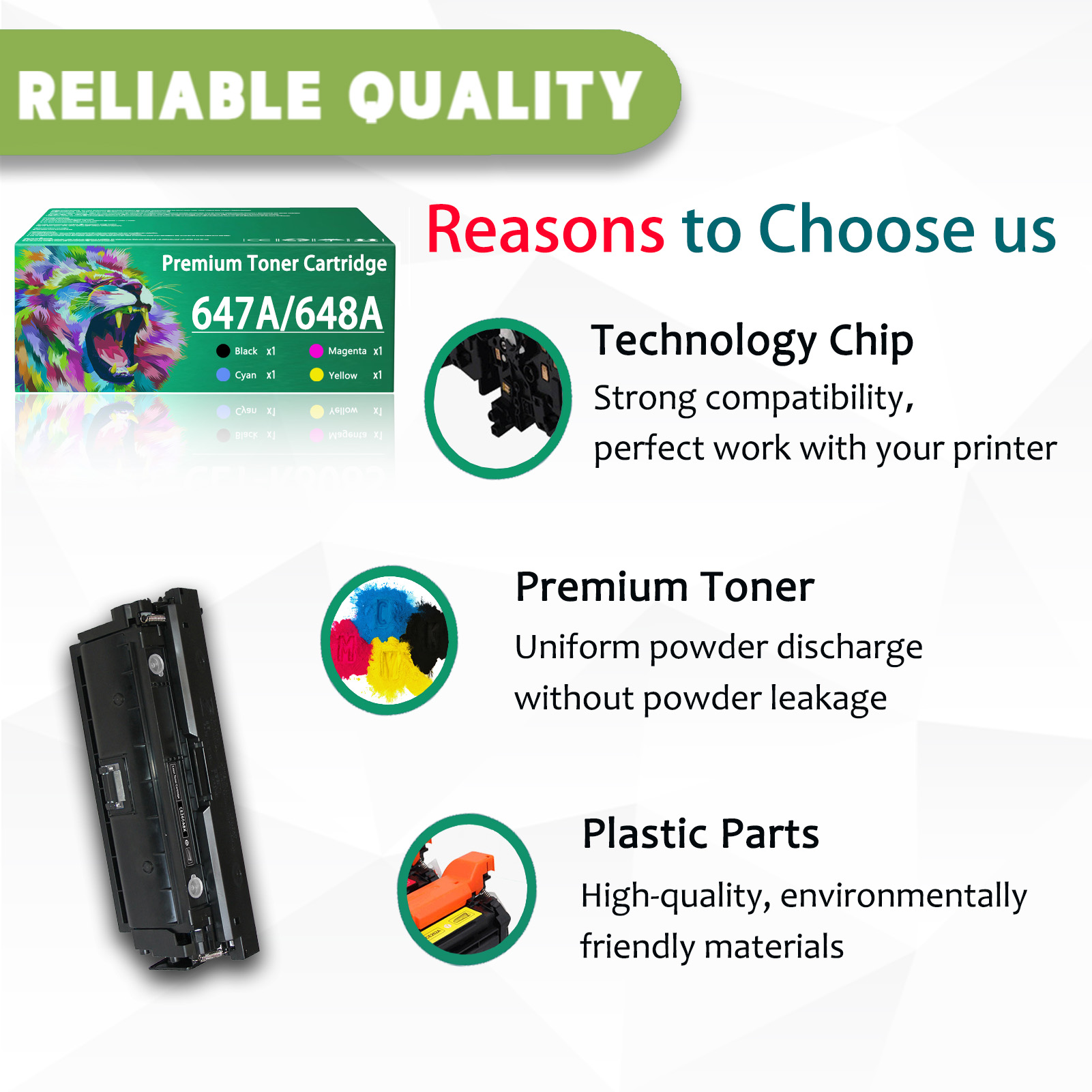 For HP 647A 648A CE260A CE261A CE263A CE262A Toner Cartridge Work for HP Color laserJet Enterprise CP4025 CP4025n CP4025dn CP4525n CP4525dn CP4525xh MFP CM4540 CM4540f CM4540fskm Printers