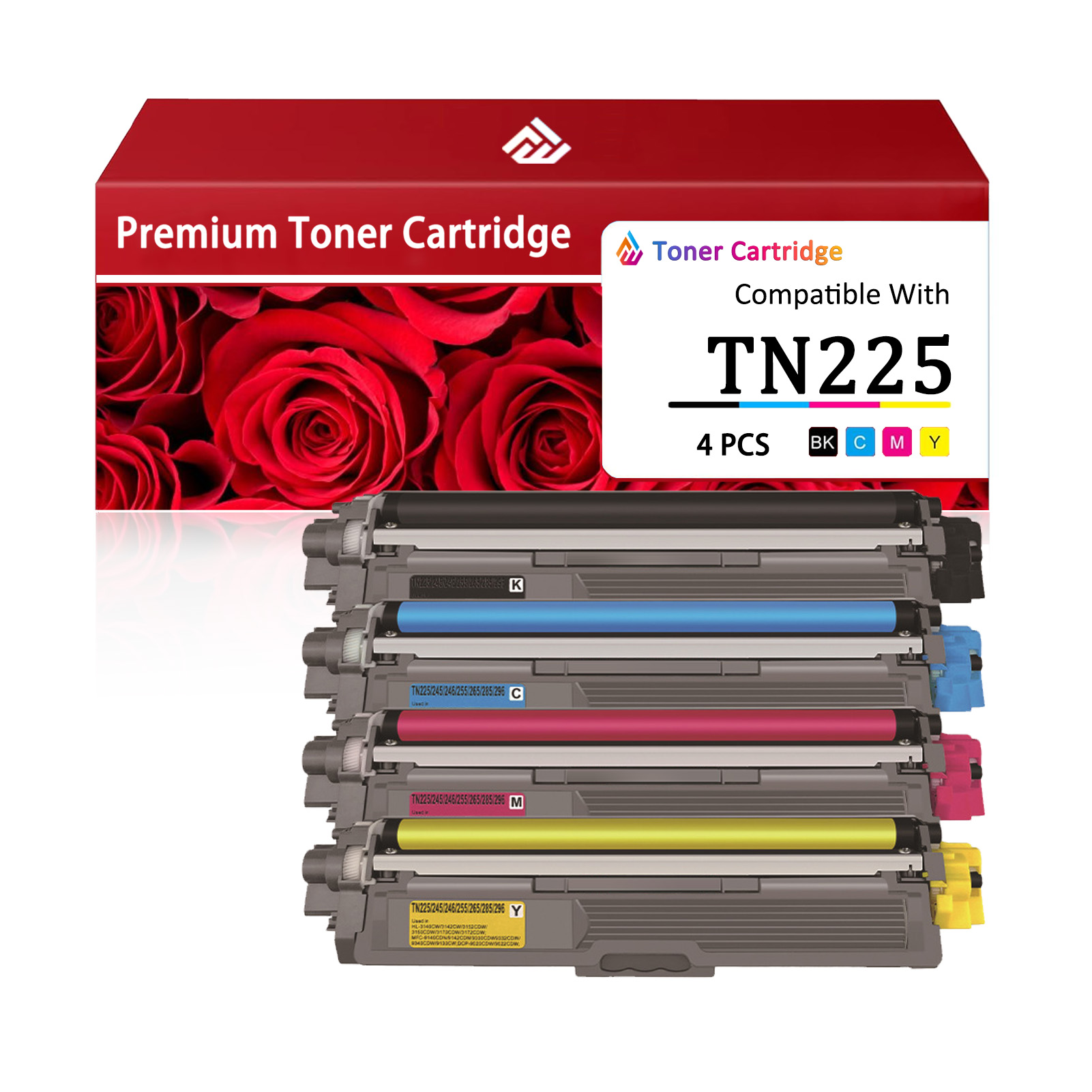 For TN225 Toner Cartridge Work For Brother HL-3140CW HL-3150CDN HL-3170CDW L-3180CDW MFC-9330CDW MFC-9130CW MFC-9340CDW DCP-9020CDN Printers