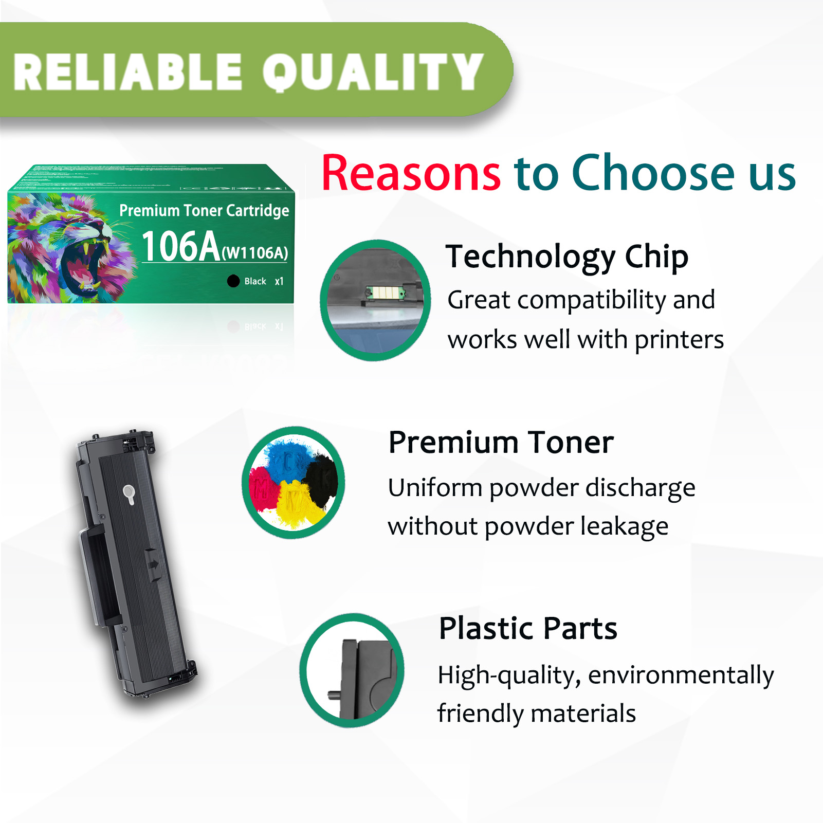 For HP 106A W1106A Toner Cartridges Work For HP Laser 107 107a 107w MFP 135 135a 135w 137fnw Printers