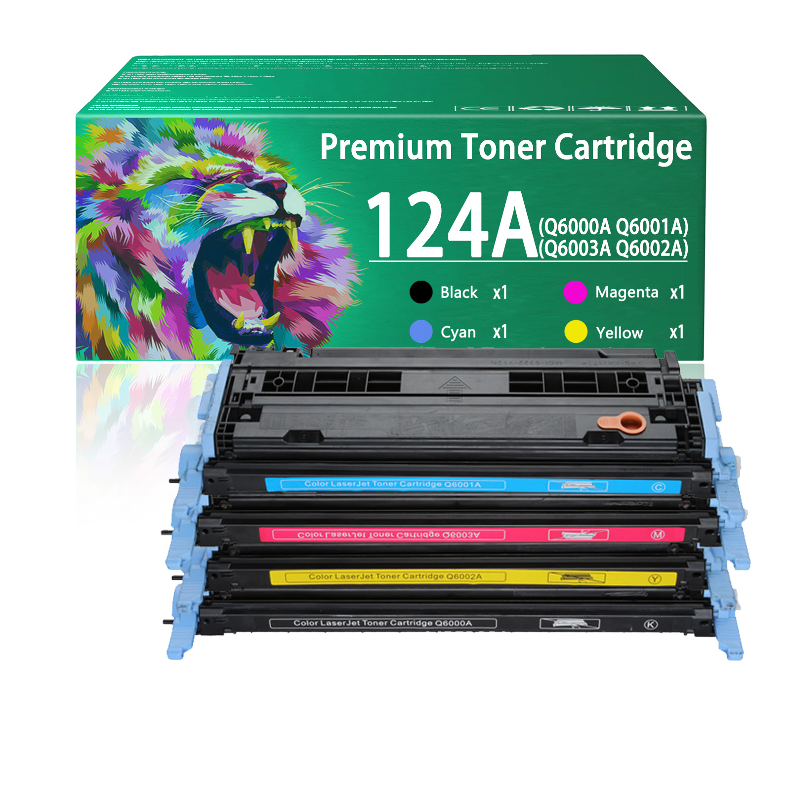 For HP 124A Q6000A Q6001A Q6003A Q6002A Toner Cartridge Work for HP Color LaserJet 1600 2600 2600n 2605dn 2605dtn CM1015mfp CM1017mfp Printers