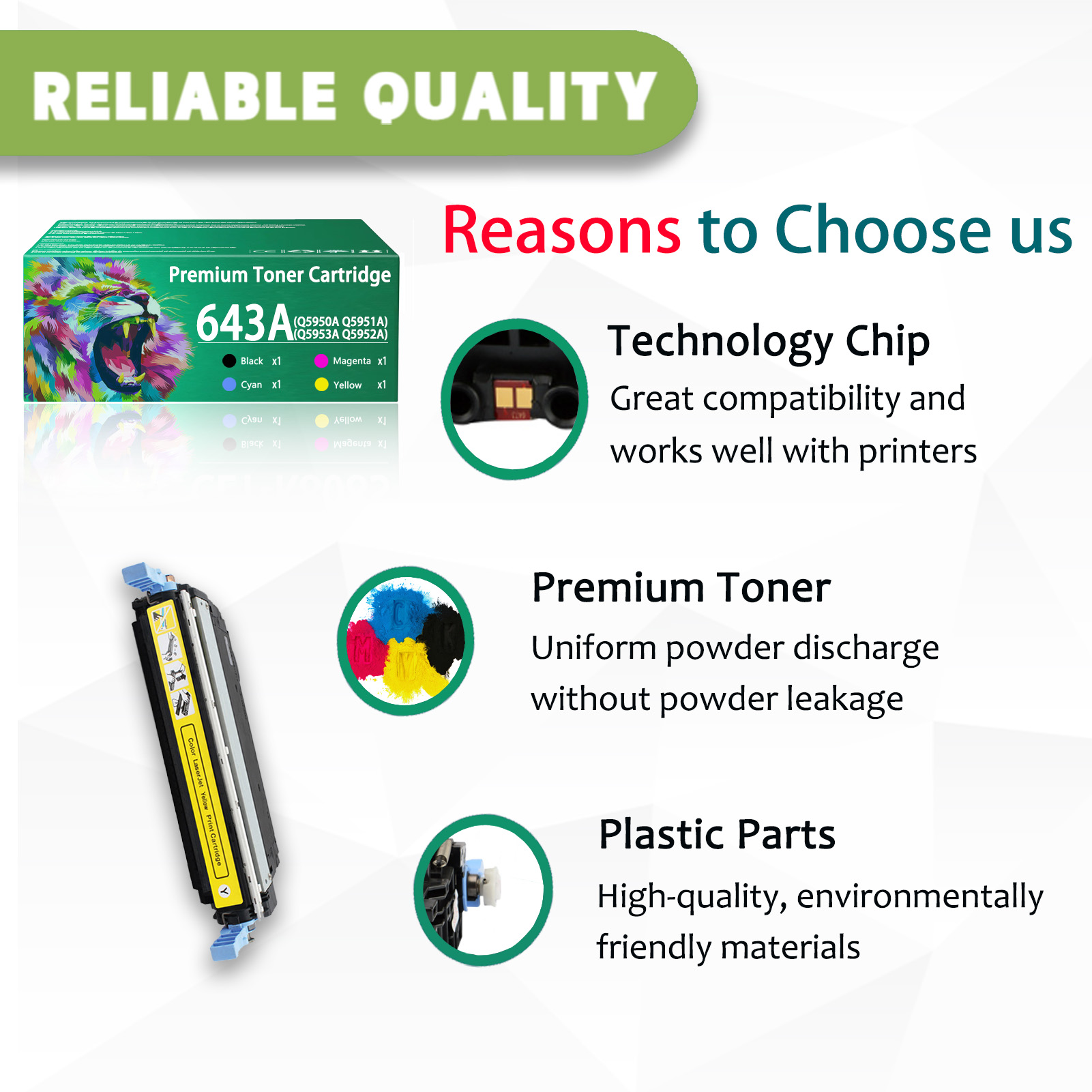 For HP 643A Q5950A Q5951A Q5953A Q5952A Toner Cartridge Work for HP Color LaserJet 4700 4700n 4700dn 4700dtn 4700ph Printers