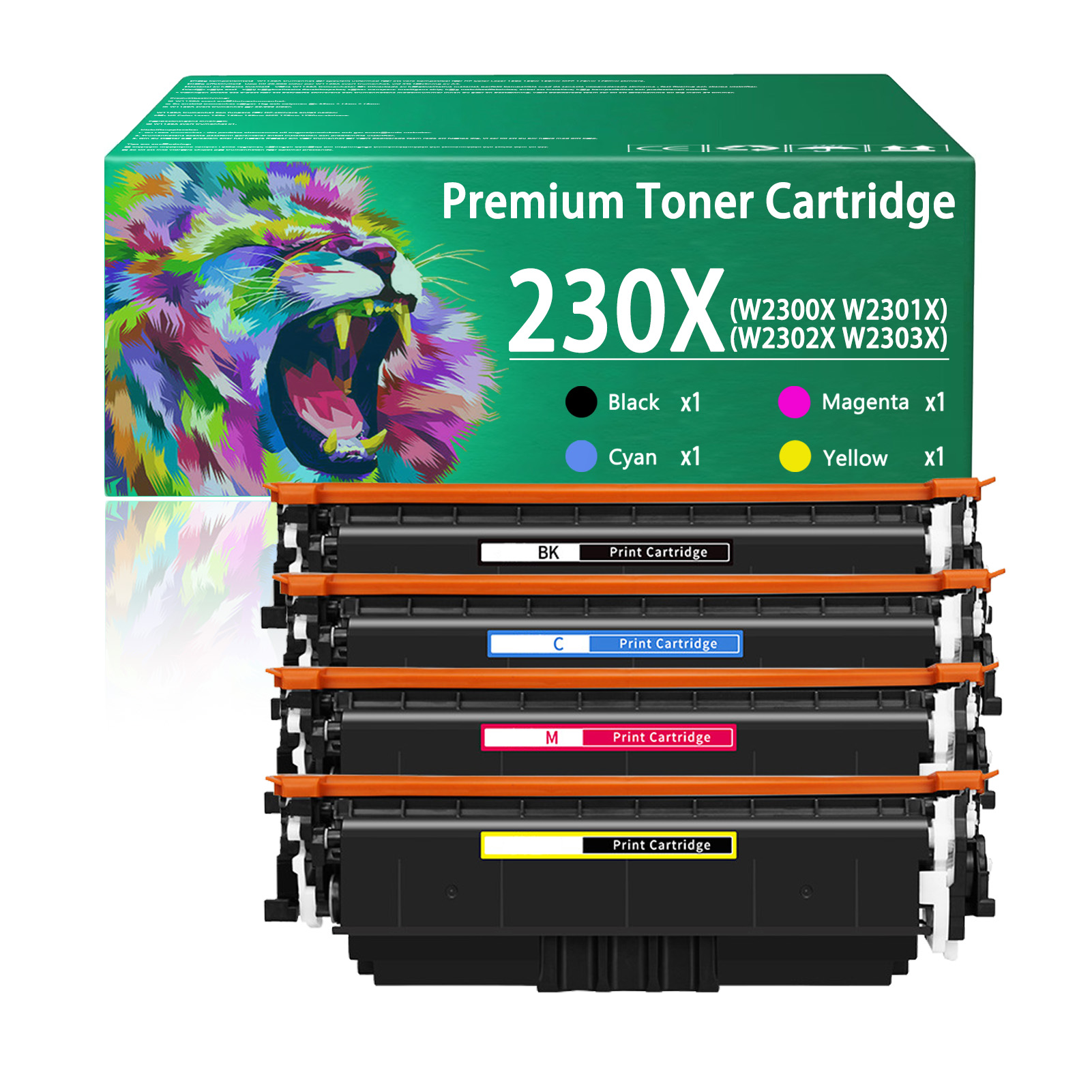 For HP 230X W2300X W2301X W2303X W2302X Toner Cartridge Work for HP Color LaserJet Pro 4203dw 4203dn MFP 4303dw 4303fdw Printers, Black │W2300X, Cyan │W2301X, Magenta │W2303X, Yellow │W2302X