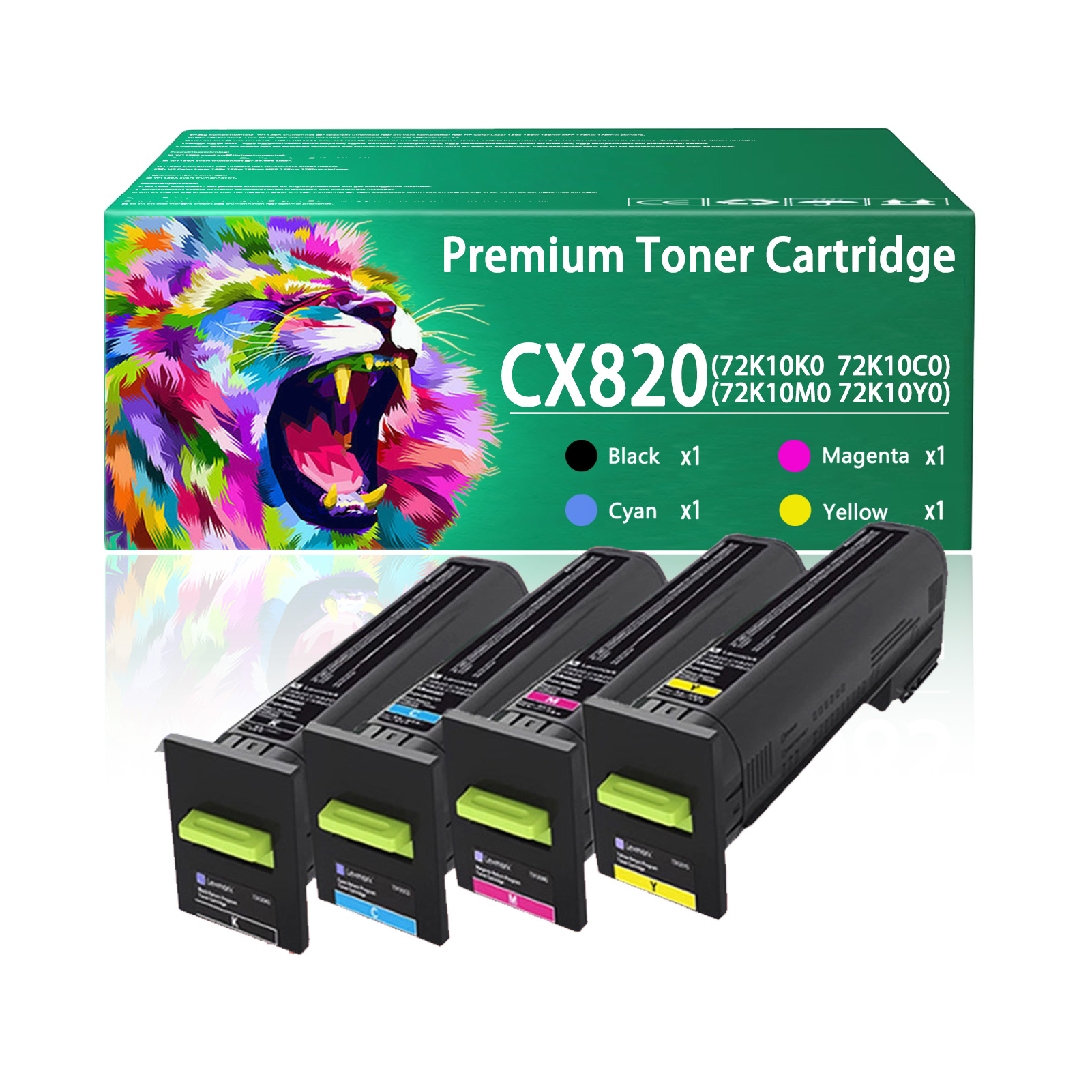 For Lexmark CX820 72K1XK0 72K1XC0 72K1XM0 72K1XY0 Toner Cartridge Work For Lexmark CS820 CX820 CX825 CX860 CS820de CS820dte CS820dtfe CX820de CX820dtfe CX825de CX825dte CX825dtfe CX860de CX860dte Printers