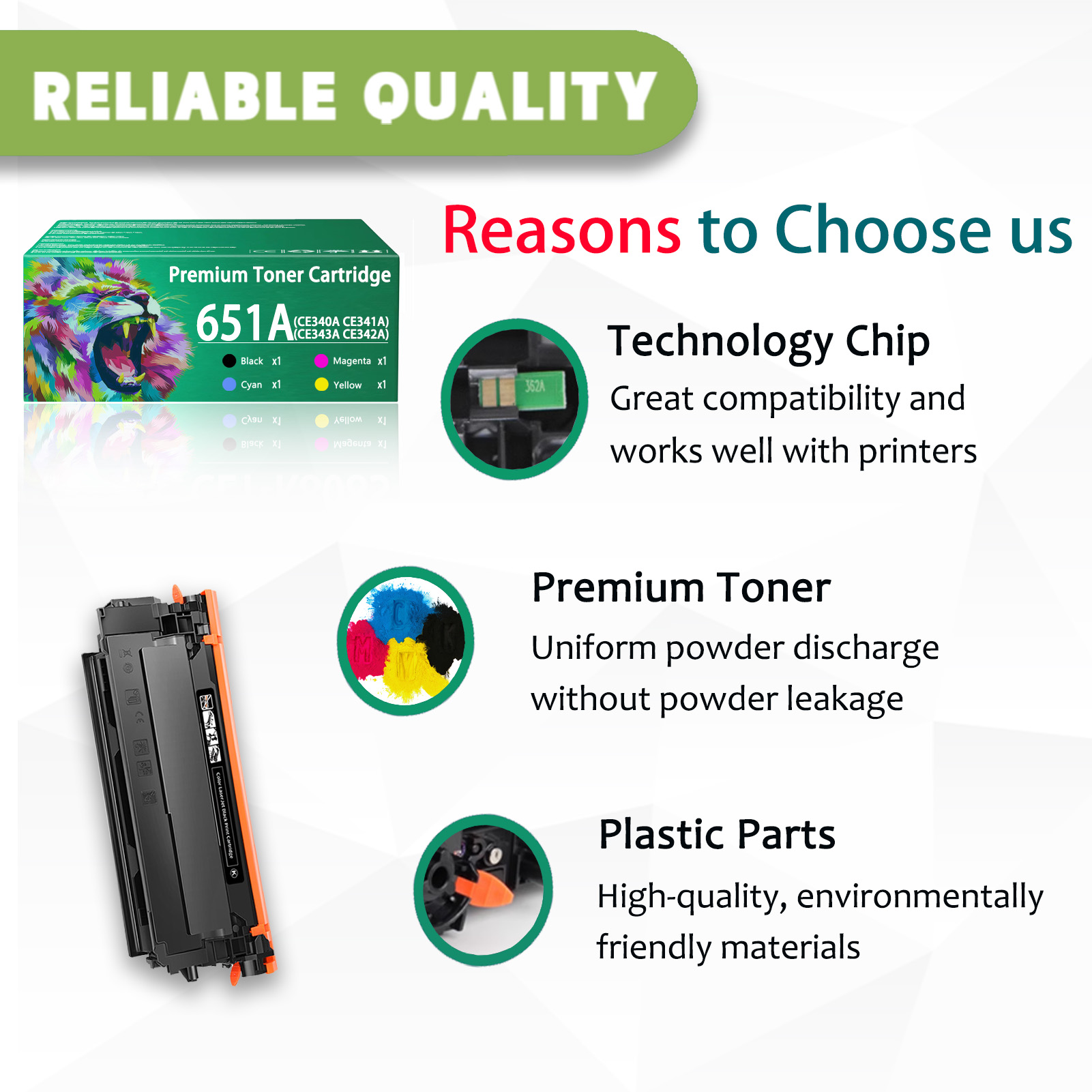 For HP 651A CE340A CE341A CE343A CE342A Toner Cartridge Work for HP LaserJet Enterprise 700 Color M775dn M775f M775z M775z+ Printer