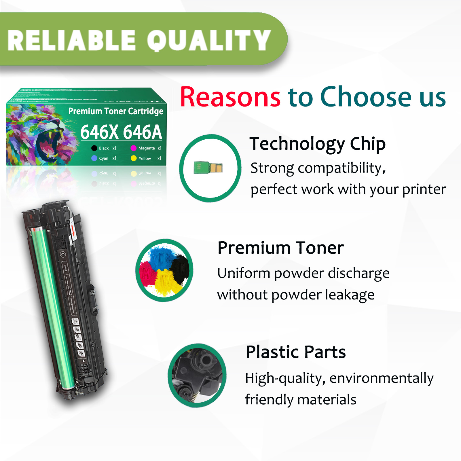 For HP 646X CE264X 646A CF031A CF033A CF032A Toner Cartridge Work for HP Color LaserJet Enterprise MFP CM4540 CM4540f CM4540fskm Printers