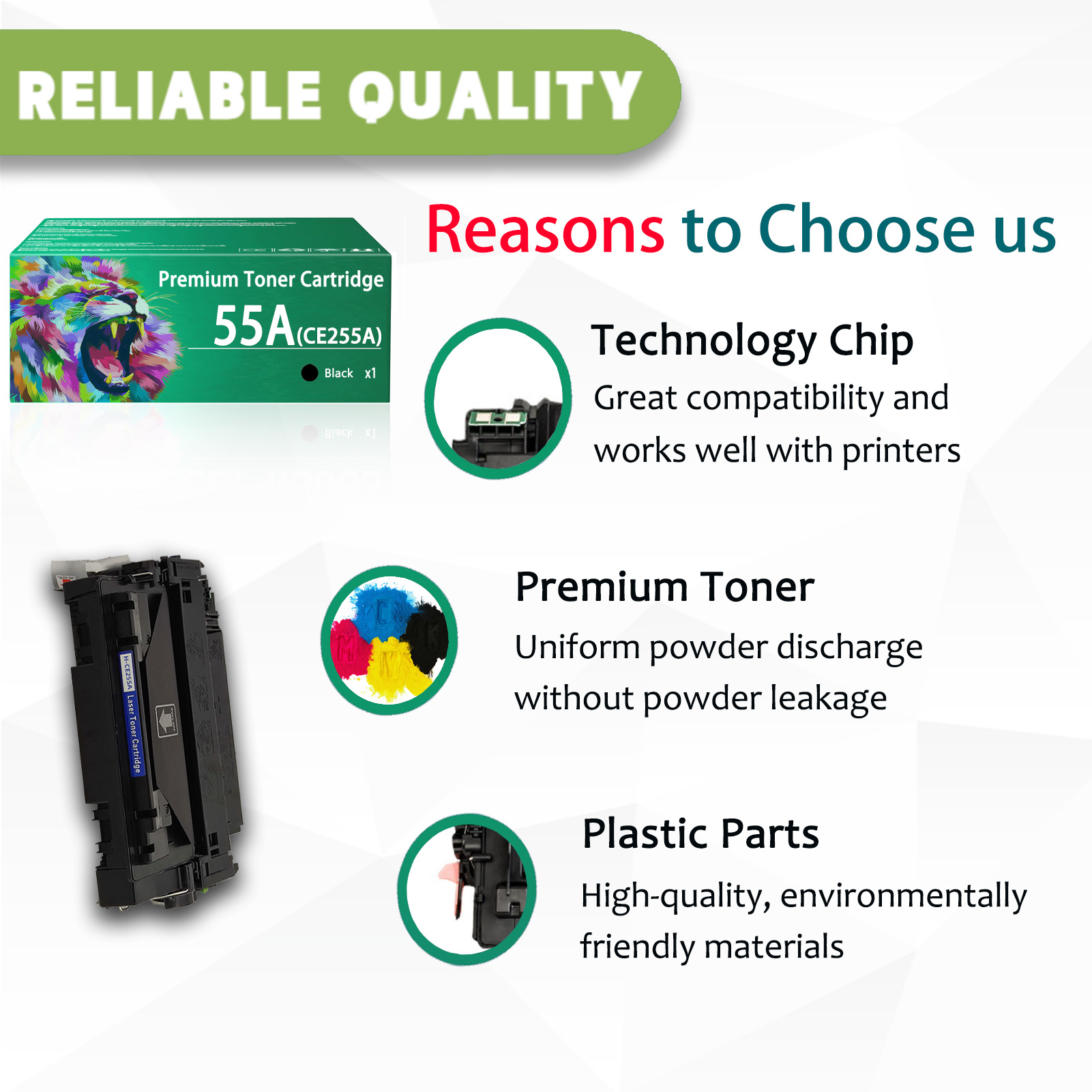 For HP 55A CE255A Toner Cartridges Work For HP LaserJet M521dn P3015d P3015dn P3015n P3015x M525dn M525f M525c Printers