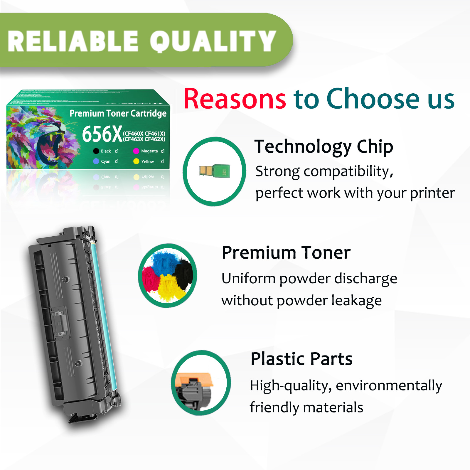 For HP 656X CF460X CF461X CF463X CF462X Toner Cartridge Work for HP Color LaserJet Enterprise M652n M652dn M653dn M653x Printers