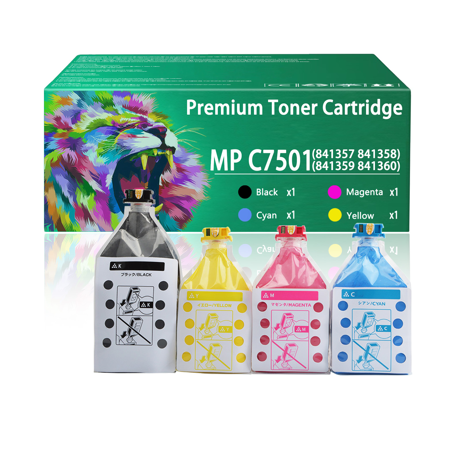 For Ricoh MP C7501 841357 841358 841359 841360 Toner Cartridge Work For Ricoh MP C7501 C6501 Lanier LD375C LD365C Savin C9075 C9065 Printers