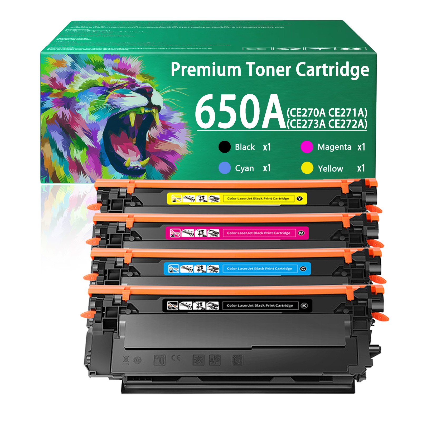 For HP 650A CE270A CE271A CE273A CE272A Toner Cartridge Work for HP Color LaserJet Enterprise CP5525dn CP5525n CP5525xh M750dn M750n M750xh Printers