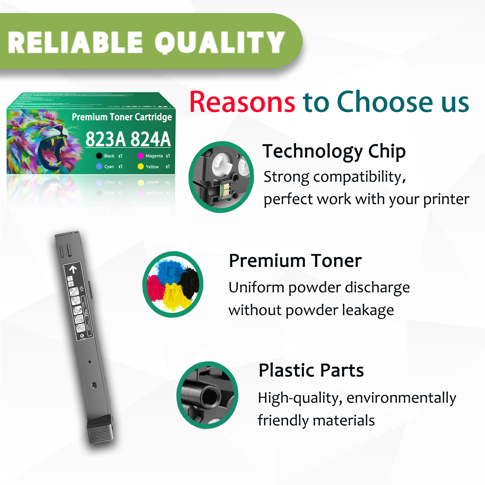 For HP 823A 824A CB380A CB381A CB383A CB382A Toner Cartridge Work for HP Color LaserJet CP6015de CP6015dn CP6015n CP6015x CP6015xh MFP CM6030 CM6030f CM6040f Printers