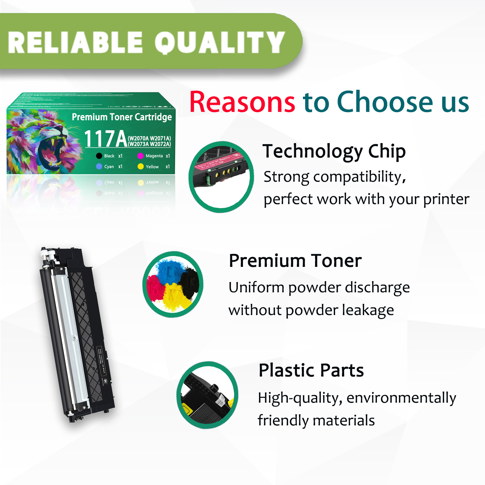 For HP 117A W2070A W2071A W2072A W2073A Toner Cartridge Work for HP Color Laser MFP 150a 150nw 178nw 179fnw Printers