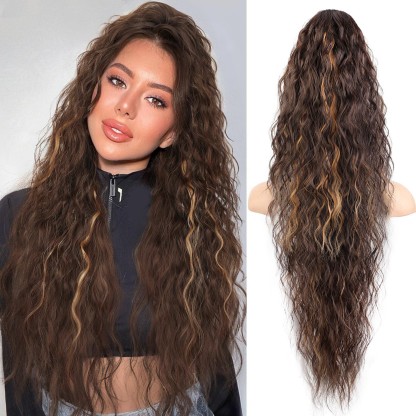 💜Curly Wavy Frizzy Hair Extension with Ponytail