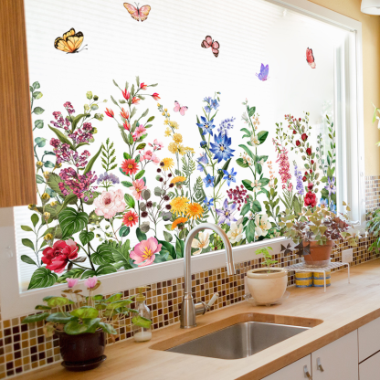 ✨LAST DAY: 50% OFF! - 💐Colorful Floral Bouquet Window Sticker🖼️(Cut to size freely)
