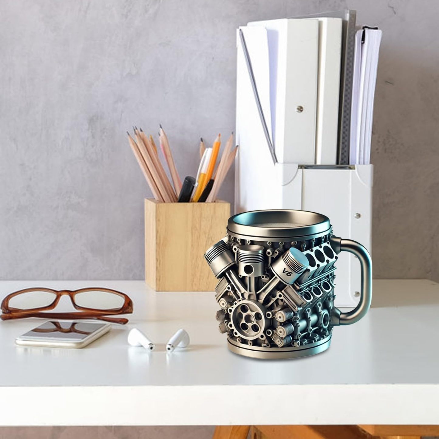 🔥Handcrafted 3D Coffee Cup – Inspired by V8 & V6 Engines
